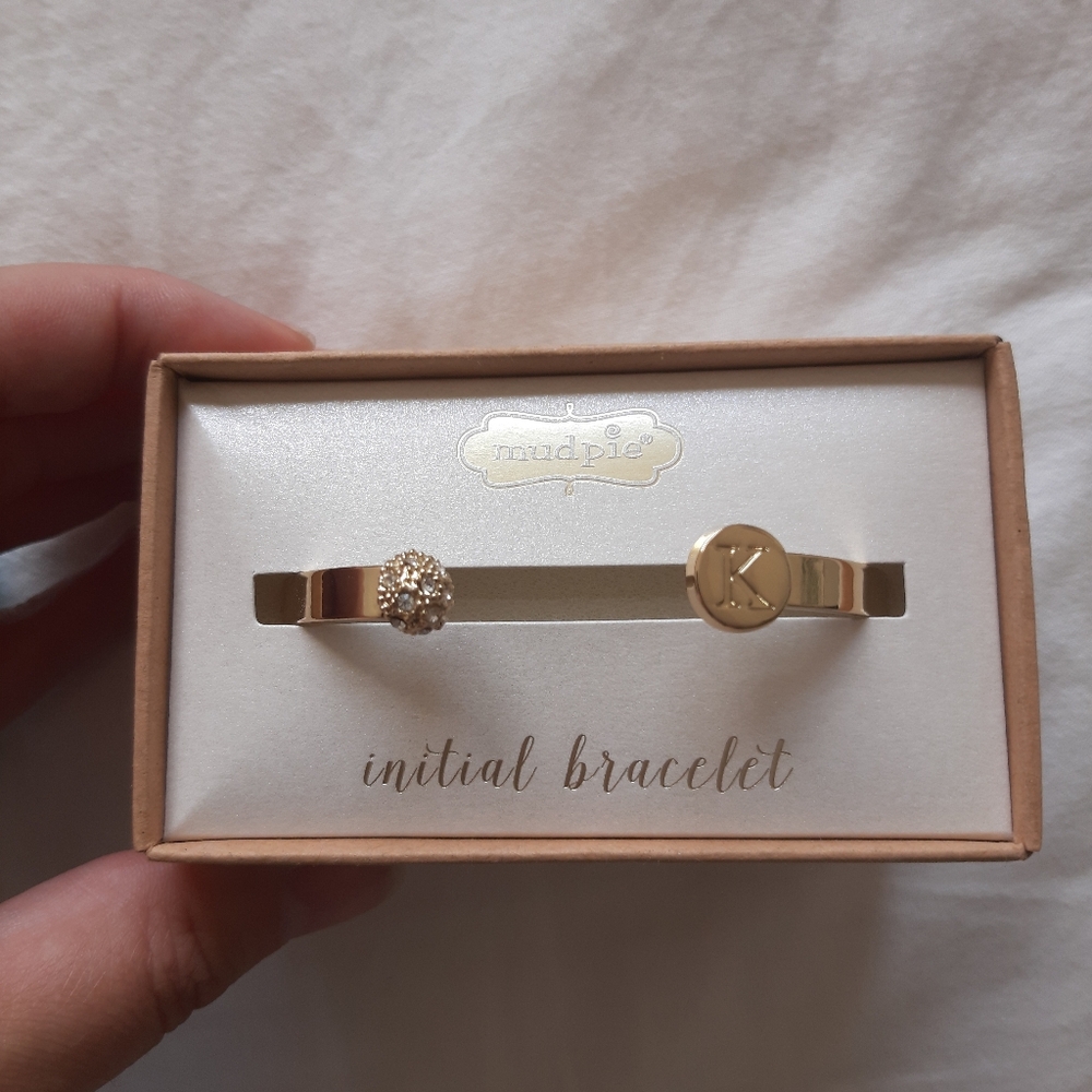 Mudpie Initial pave bracelet with letter 'K'